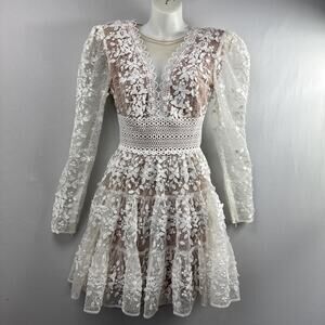 BRONX AND BANCO Dress Megan Floral Embroidered Lace White size Medium NEW